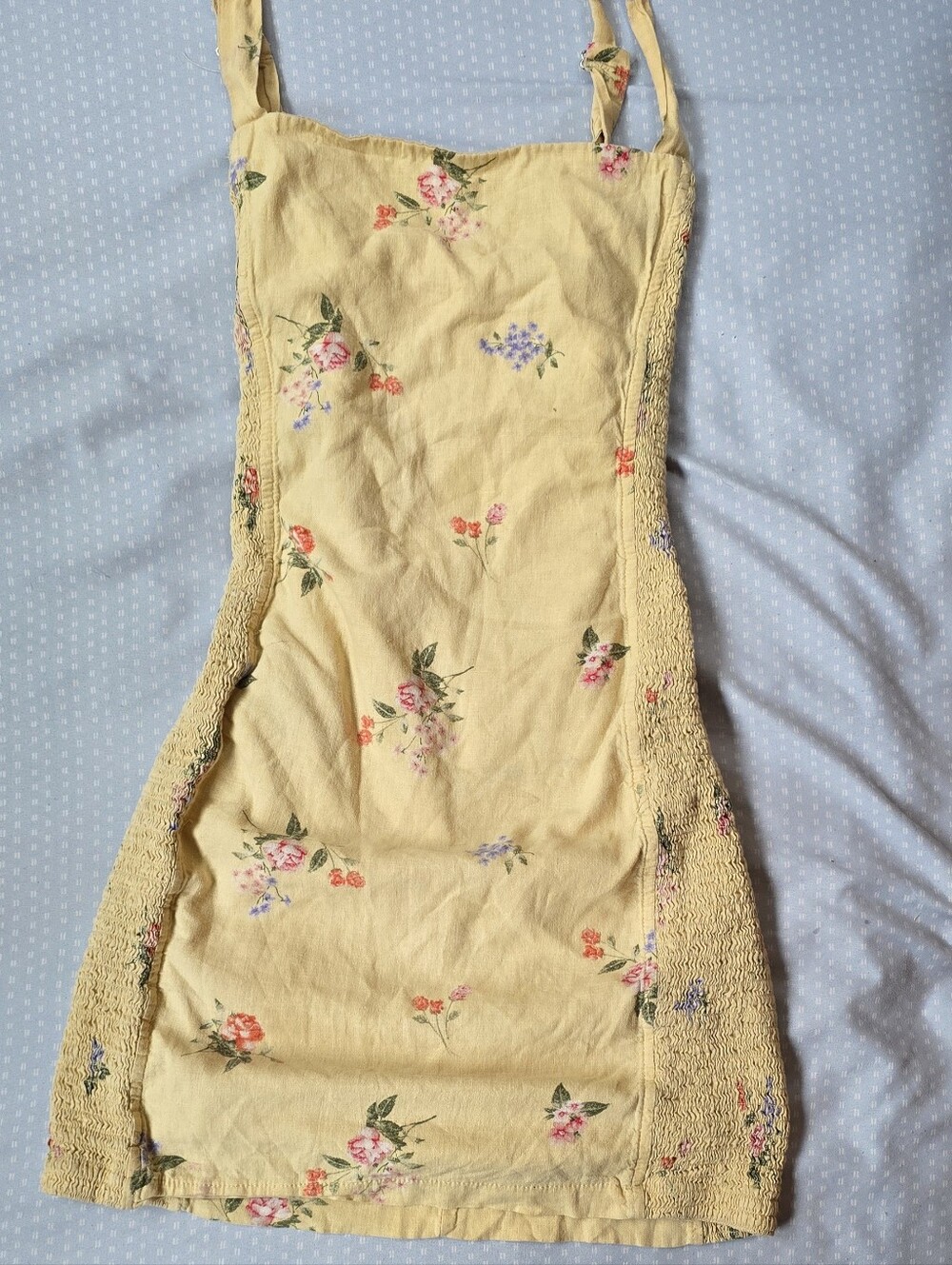 Yellow Floral Mini Dress with Adjustable Straps